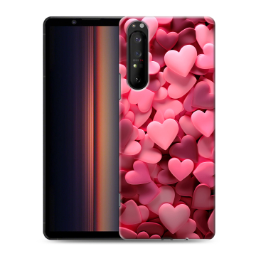 Силиконовый чехол на Sony Xperia 1 II с принтом розовые сердечки