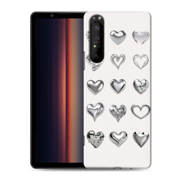 Силиконовый чехол на Sony Xperia 1 II с принтом Y2K сердечки