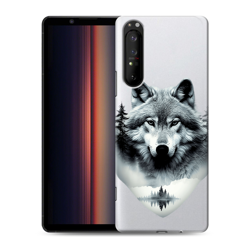 Силиконовый чехол на Sony Xperia 1 II с принтом Волк в лесу Силиконовый чехол на Sony Xperia 1 II с принтом Волк в лесу