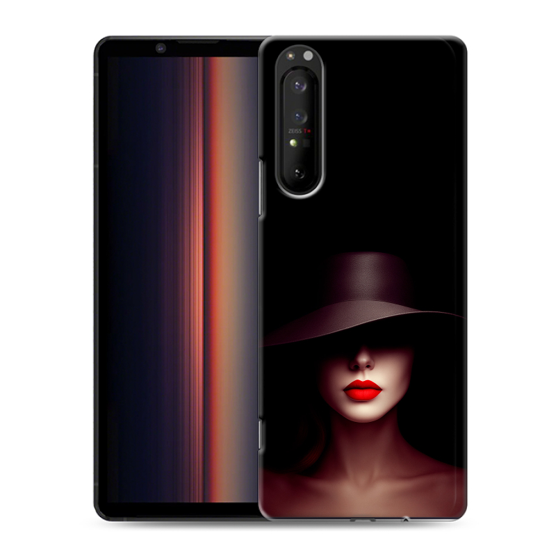 Силиконовый противоударный чехол на Sony Xperia 1 II с принтом Девушка в шляпе Силиконовый противоударный чехол на Sony Xperia 1 II с принтом Девушка в шляпе