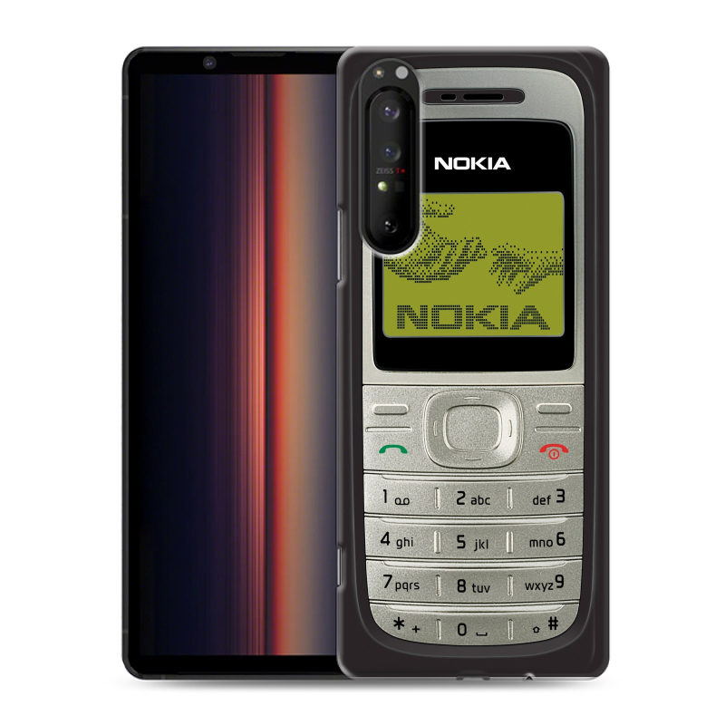 Силиконовый противоударный чехол на Sony Xperia 1 II с принтом Ретро Нокия Силиконовый противоударный чехол на Sony Xperia 1 II с принтом Ретро Нокия