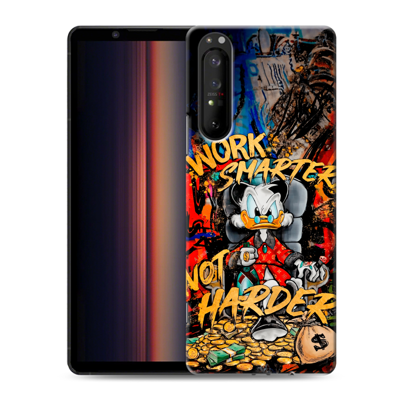 Пластиковый чехол на Sony Xperia 1 II с принтом Дональд Дак Деньги Пластиковый чехол на Sony Xperia 1 II с принтом Дональд Дак Деньги