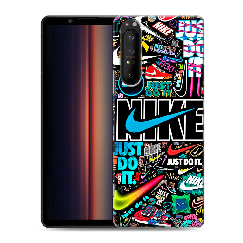 Пластиковый чехол на Sony Xperia 1 II с принтом найк nike черный Пластиковый чехол на Sony Xperia 1 II с принтом найк nike черный
