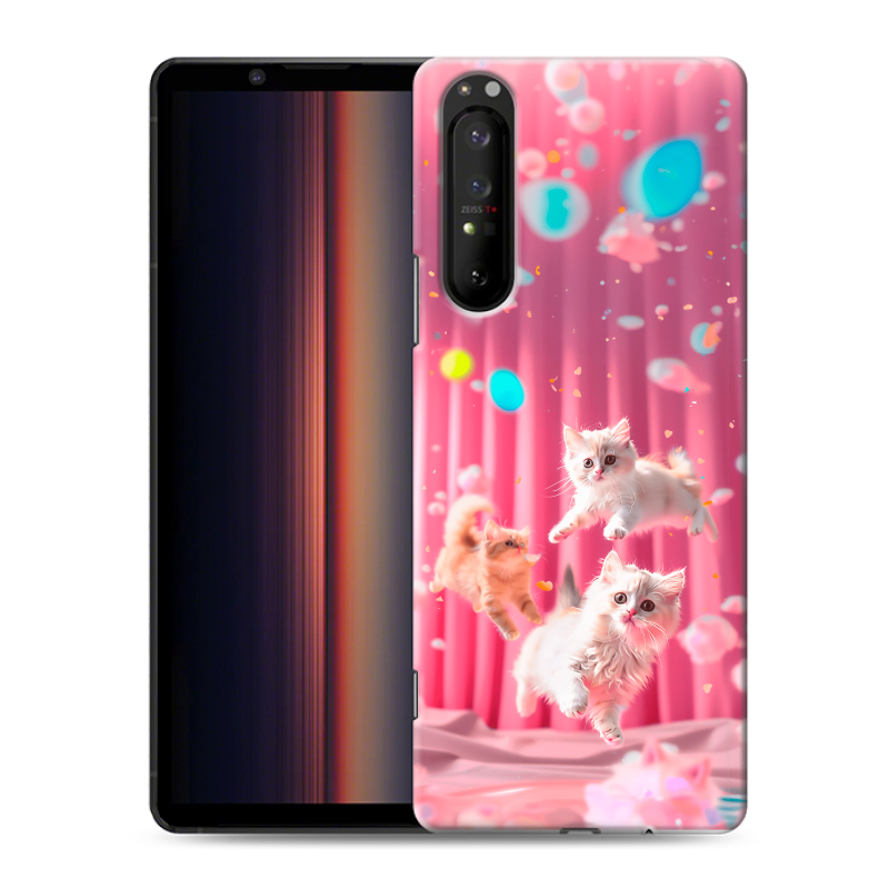 Силиконовый противоударный чехол на Sony Xperia 1 II с принтом милые котики Силиконовый противоударный чехол на Sony Xperia 1 II с принтом милые котики