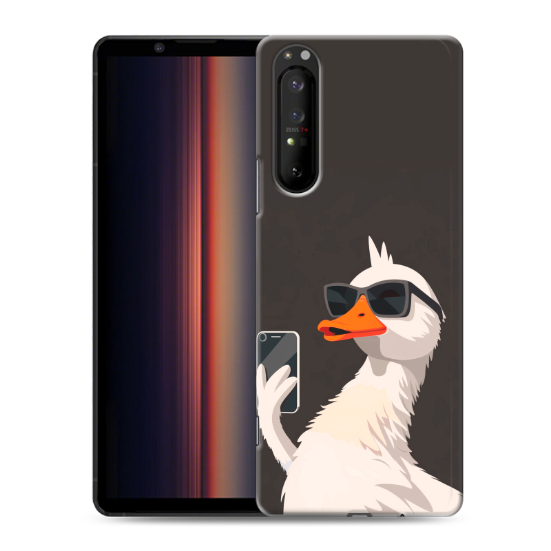 Пластиковый чехол на Sony Xperia 1 II с принтом утка в очках Пластиковый чехол на Sony Xperia 1 II с принтом утка в очках