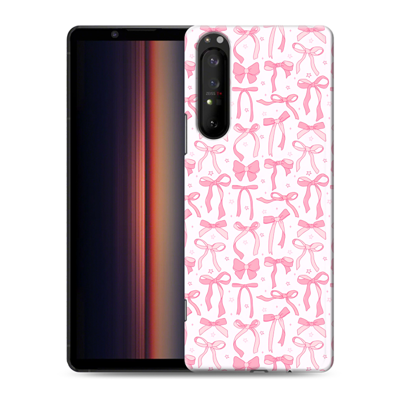 Силиконовый противоударный чехол на Sony Xperia 1 II с принтом Розовые бантики Силиконовый противоударный чехол на Sony Xperia 1 II с принтом Розовые бантики