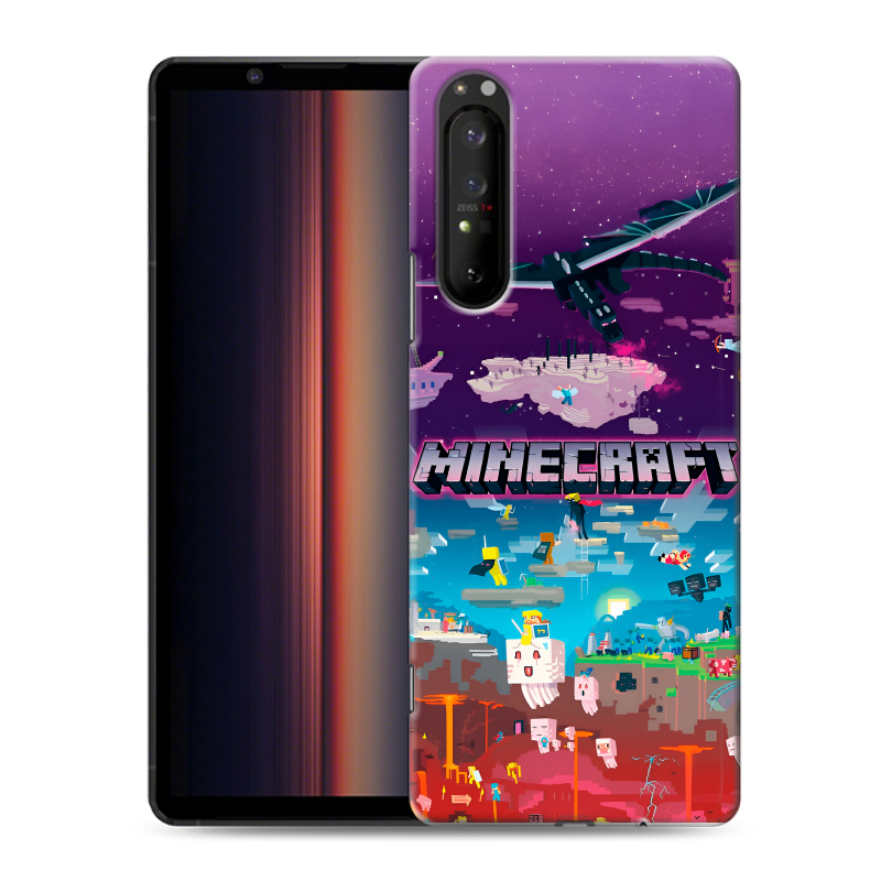 Силиконовый чехол на Sony Xperia 1 II с принтом Майнкрафт Minecraft Силиконовый чехол на Sony Xperia 1 II с принтом Майнкрафт Minecraft