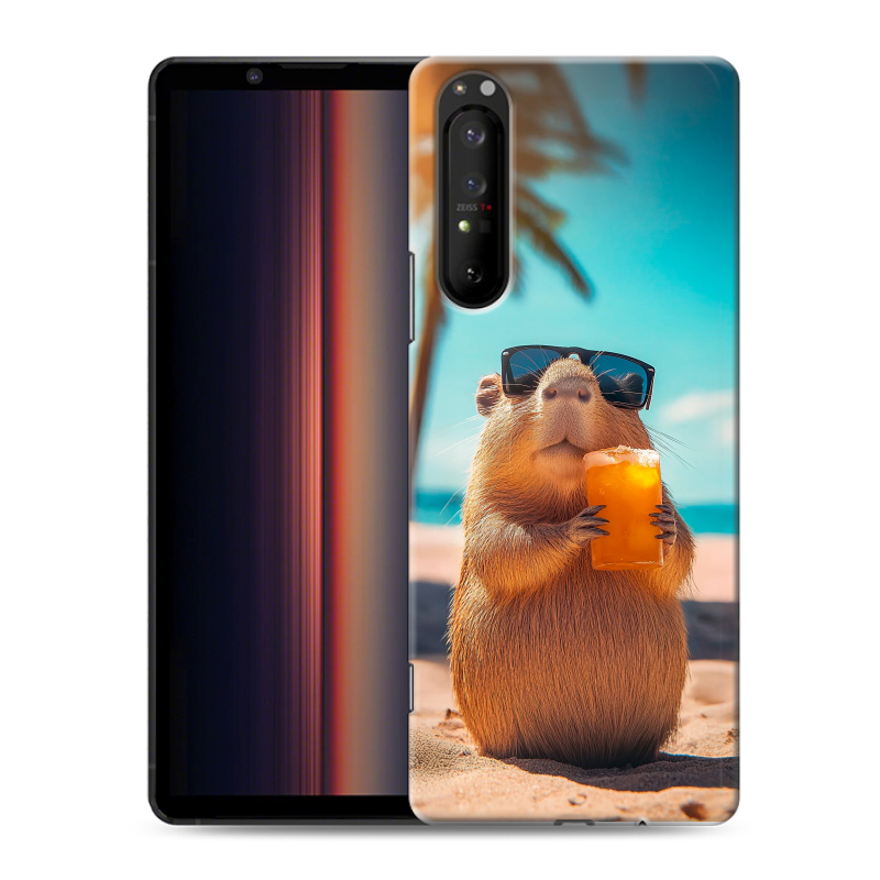 Силиконовый противоударный чехол на Sony Xperia 1 II с принтом Капибара Силиконовый противоударный чехол на Sony Xperia 1 II с принтом Капибара