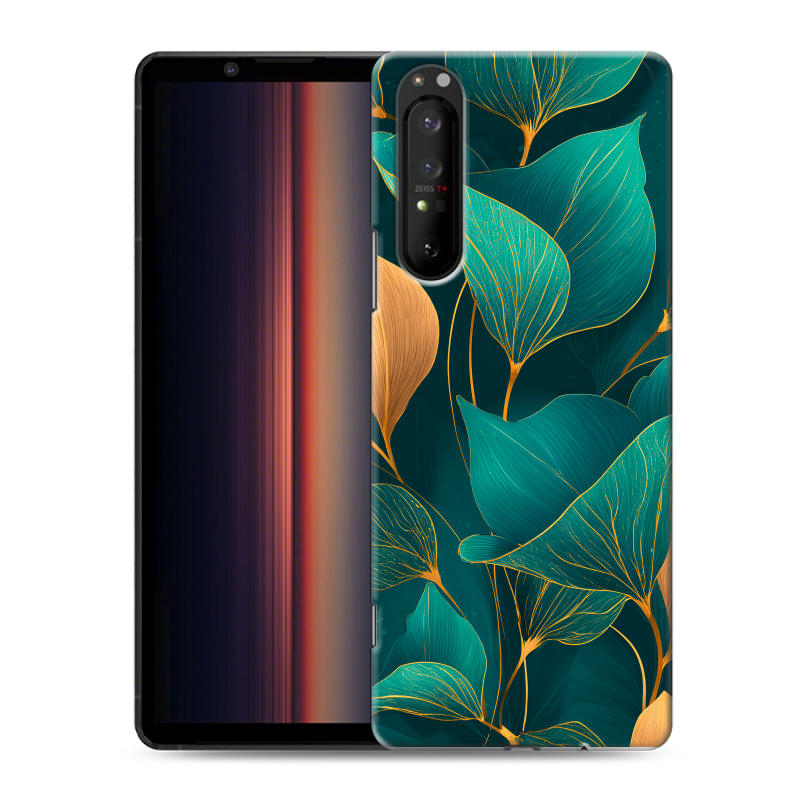 Силиконовый чехол на Sony Xperia 1 II с принтом Листья и золото Силиконовый чехол на Sony Xperia 1 II с принтом Листья и золото