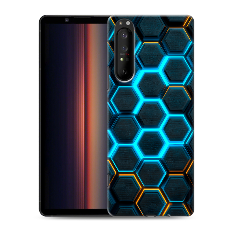 Силиконовый чехол на Sony Xperia 1 II с принтом Неоновые соты Силиконовый чехол на Sony Xperia 1 II с принтом Неоновые соты