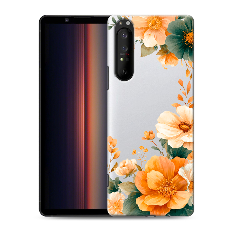 Силиконовый противоударный чехол на Sony Xperia 1 II с принтом Цветы принт Силиконовый противоударный чехол на Sony Xperia 1 II с принтом Цветы принт
