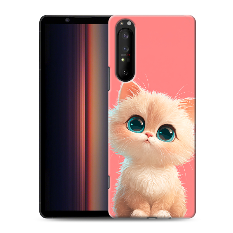 Силиконовый противоударный чехол на Sony Xperia 1 II с принтом Розовый котенок Силиконовый противоударный чехол на Sony Xperia 1 II с принтом Розовый котенок
