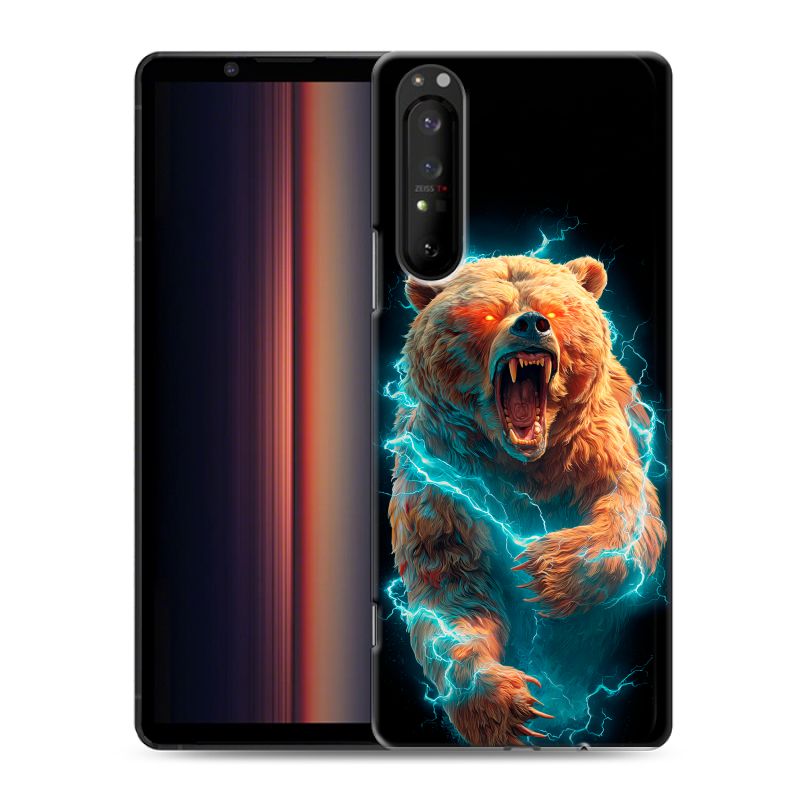 Силиконовый противоударный чехол на Sony Xperia 1 II с принтом Медведь Силиконовый противоударный чехол на Sony Xperia 1 II с принтом Медведь