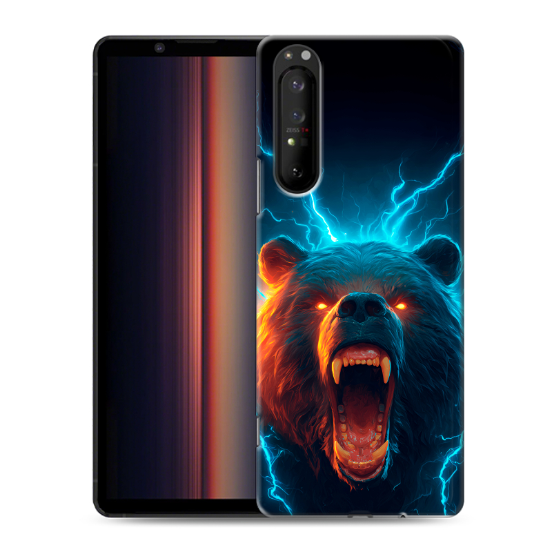 Силиконовый противоударный чехол на Sony Xperia 1 II с принтом Медведь Силиконовый противоударный чехол на Sony Xperia 1 II с принтом Медведь