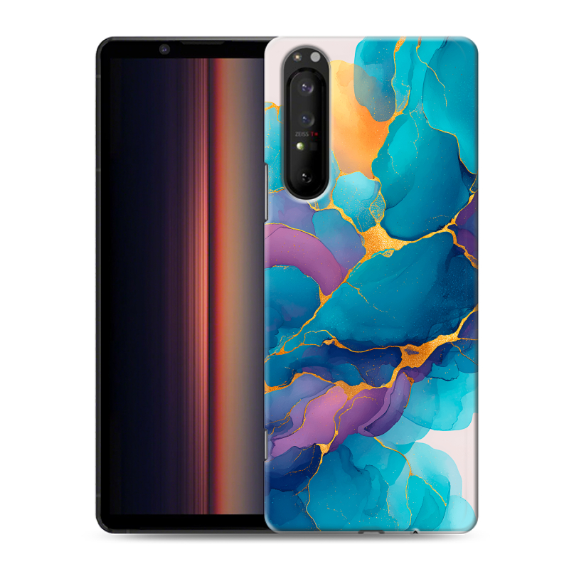 Пластиковый чехол на Sony Xperia 1 II с принтом Мрамор блестки Пластиковый чехол на Sony Xperia 1 II с принтом Мрамор блестки