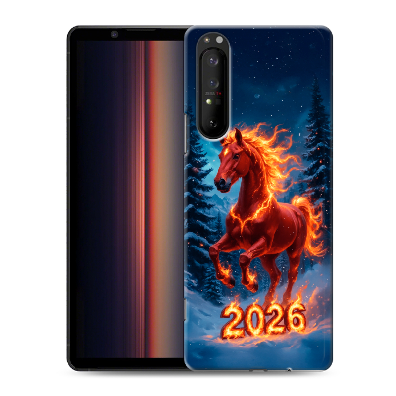 Силиконовый чехол на Sony Xperia 1 II с принтом Новый год коня Силиконовый чехол на Sony Xperia 1 II с принтом Новый год коня