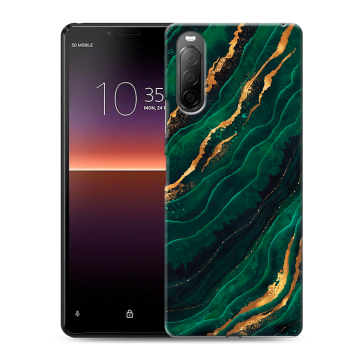 Силиконовый чехол на Sony Xperia 10 II с принтом Мрамор зеленое золото Силиконовый чехол на Sony Xperia 10 II с принтом Мрамор зеленое золото