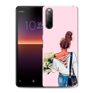 Силиконовый чехол на Sony Xperia 10 II с принтом Девушка и букет Силиконовый чехол на Sony Xperia 10 II с принтом Девушка и букет
