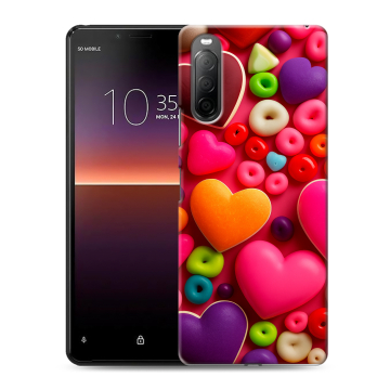 Силиконовый чехол на Sony Xperia 10 II с принтом Сердечки Силиконовый чехол на Sony Xperia 10 II с принтом Сердечки