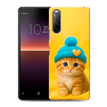 Силиконовый чехол на Sony Xperia 10 II с принтом Котенок в шапке Силиконовый чехол на Sony Xperia 10 II с принтом Котенок в шапке