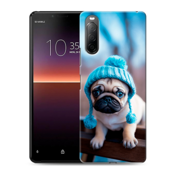 Силиконовый чехол на Sony Xperia 10 II с принтом Мопс в шапке Силиконовый чехол на Sony Xperia 10 II с принтом Мопс в шапке