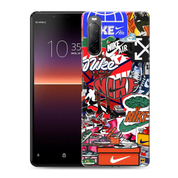 Силиконовый чехол на Sony Xperia 10 II с принтом Найк Nike яркий Силиконовый чехол на Sony Xperia 10 II с принтом Найк Nike яркий