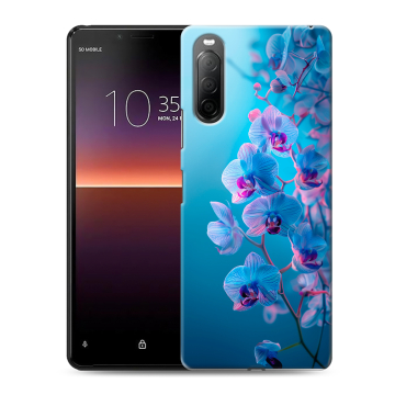Силиконовый чехол на Sony Xperia 10 II с принтом голубые орхидеи Силиконовый чехол на Sony Xperia 10 II с принтом голубые орхидеи