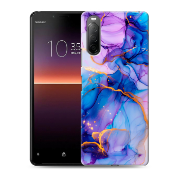 Силиконовый чехол на Sony Xperia 10 II с принтом синий мрамор