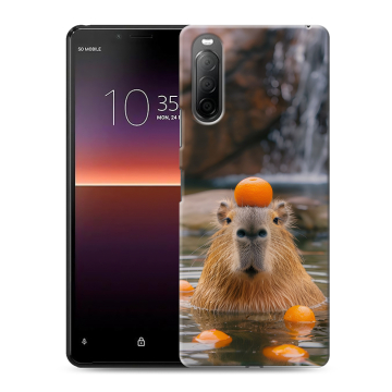 Силиконовый чехол на Sony Xperia 10 II с принтом Капибара с апельсином Силиконовый чехол на Sony Xperia 10 II с принтом Капибара с апельсином