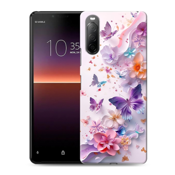 Силиконовый чехол на Sony Xperia 10 II с принтом цветы бабочки