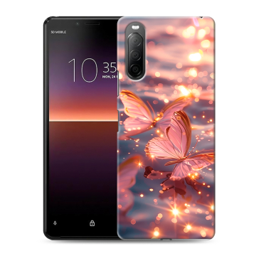 Силиконовый чехол на Sony Xperia 10 II с принтом бабочки розовые