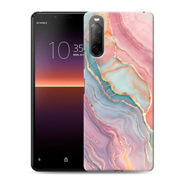 Силиконовый чехол на Sony Xperia 10 II с принтом розовый мрамор