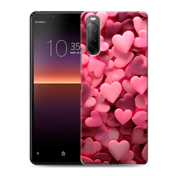 Силиконовый чехол на Sony Xperia 10 II с принтом розовые сердечки Силиконовый чехол на Sony Xperia 10 II с принтом розовые сердечки
