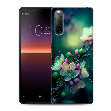 Силиконовый чехол на Sony Xperia 10 II с принтом Цветы и мрамор