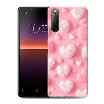 Силиконовый чехол на Sony Xperia 10 II с принтом Сердечки