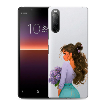 Силиконовый чехол на Sony Xperia 10 II с принтом девушка цветы Силиконовый чехол на Sony Xperia 10 II с принтом девушка цветы