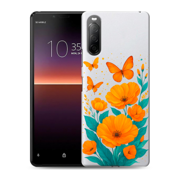 Силиконовый чехол на Sony Xperia 10 II с принтом цветы бабочки Силиконовый чехол на Sony Xperia 10 II с принтом цветы бабочки