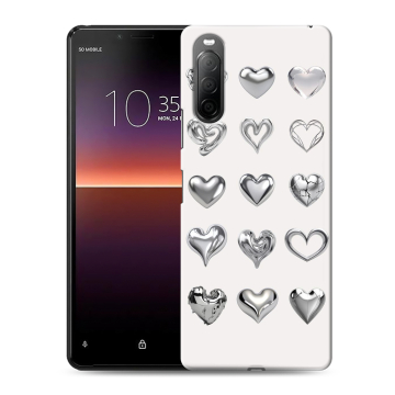 Силиконовый чехол на Sony Xperia 10 II с принтом Y2K сердечки Силиконовый чехол на Sony Xperia 10 II с принтом Y2K сердечки