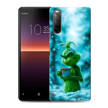 Силиконовый чехол на Sony Xperia 10 II с принтом Новый год гринч Силиконовый чехол на Sony Xperia 10 II с принтом Новый год гринч