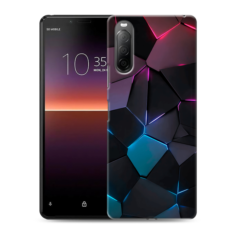 Силиконовый противоударный чехол на Sony Xperia 10 II с принтом Геометрия неона Силиконовый противоударный чехол на Sony Xperia 10 II с принтом Геометрия неона
