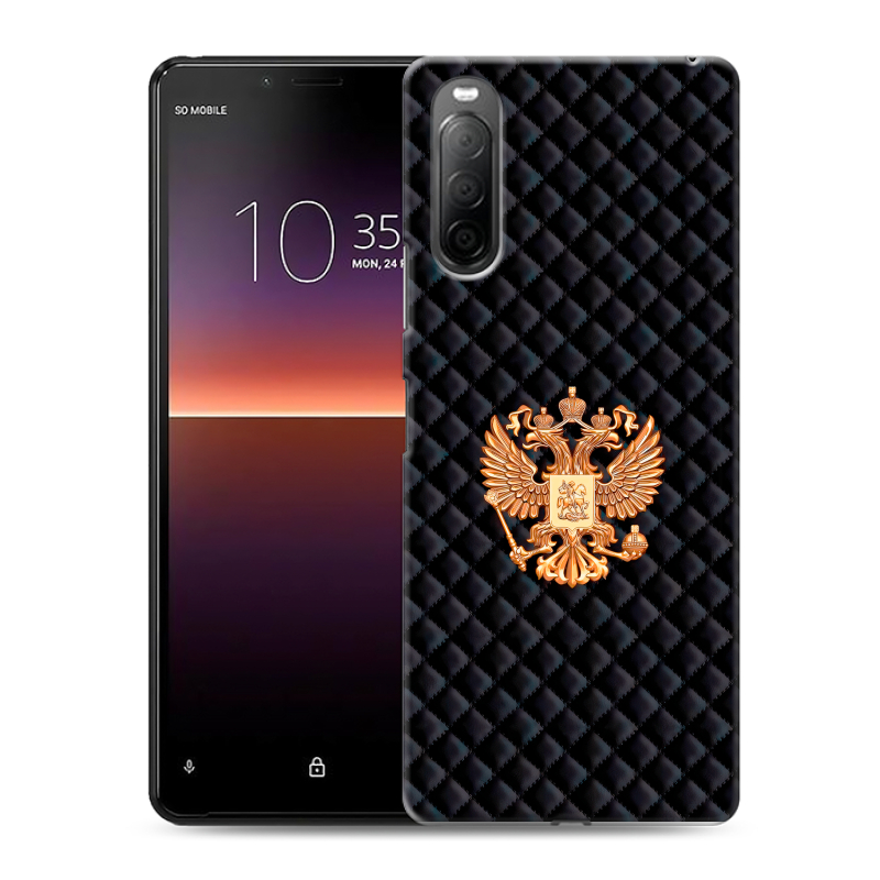 Силиконовый противоударный чехол на Sony Xperia 10 II с принтом Герб России принт Силиконовый противоударный чехол на Sony Xperia 10 II с принтом Герб России принт