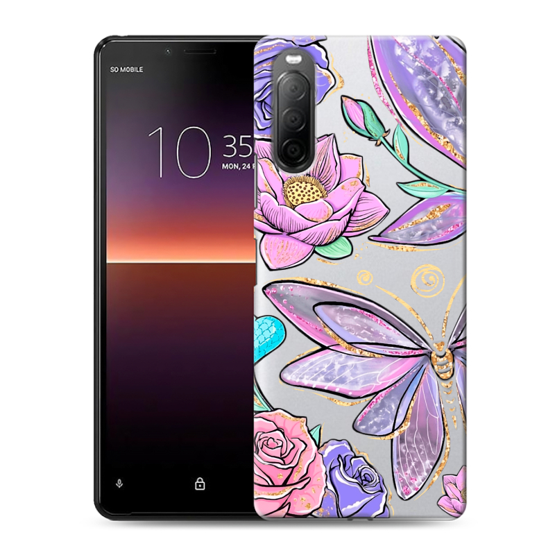 Силиконовый чехол на Sony Xperia 10 II с принтом Бабочки и цветы Силиконовый чехол на Sony Xperia 10 II с принтом Бабочки и цветы