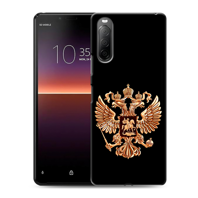 Силиконовый чехол на Sony Xperia 10 II с принтом Герб России золотой Силиконовый чехол на Sony Xperia 10 II с принтом Герб России золотой