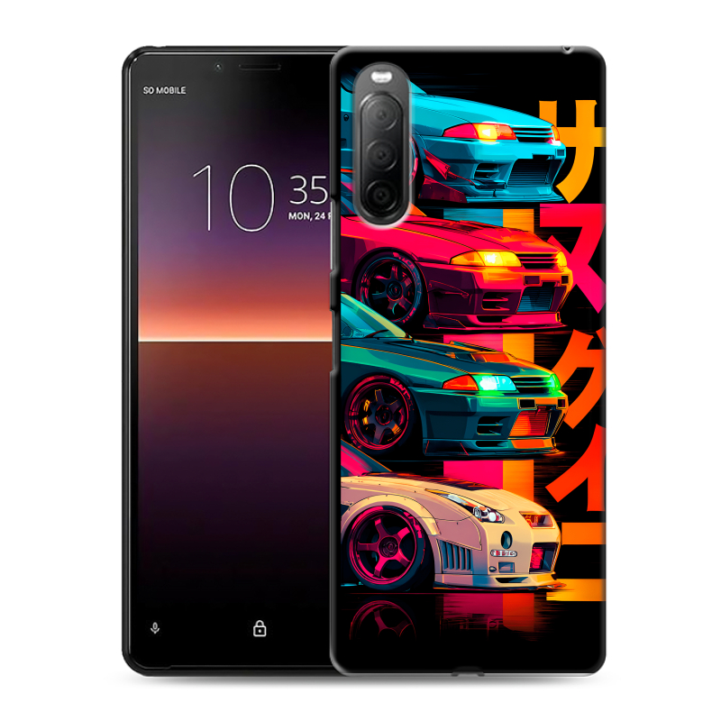 Силиконовый противоударный чехол на Sony Xperia 10 II с принтом Гоночные машины Силиконовый противоударный чехол на Sony Xperia 10 II с принтом Гоночные машины
