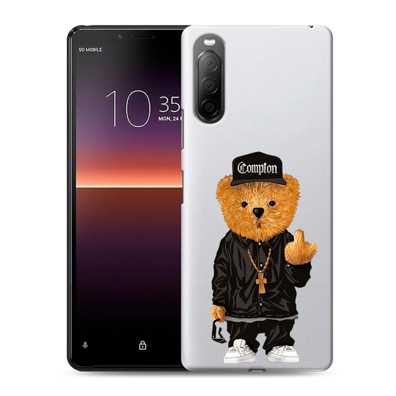 Силиконовый противоударный чехол на Sony Xperia 10 II с принтом Мишка Силиконовый противоударный чехол на Sony Xperia 10 II с принтом Мишка