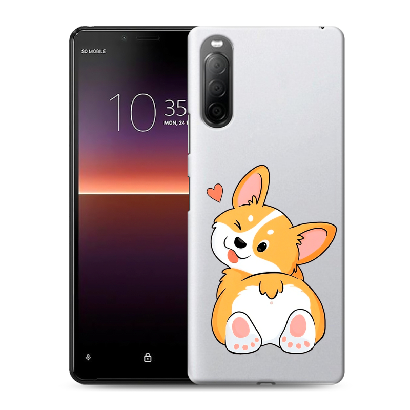 Силиконовый противоударный чехол на Sony Xperia 10 II с принтом Корги Силиконовый противоударный чехол на Sony Xperia 10 II с принтом Корги