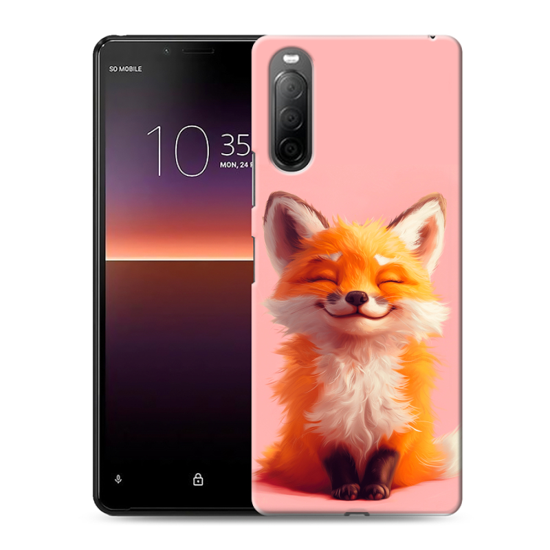 Силиконовый противоударный чехол на Sony Xperia 10 II с принтом милая лиса Силиконовый противоударный чехол на Sony Xperia 10 II с принтом милая лиса