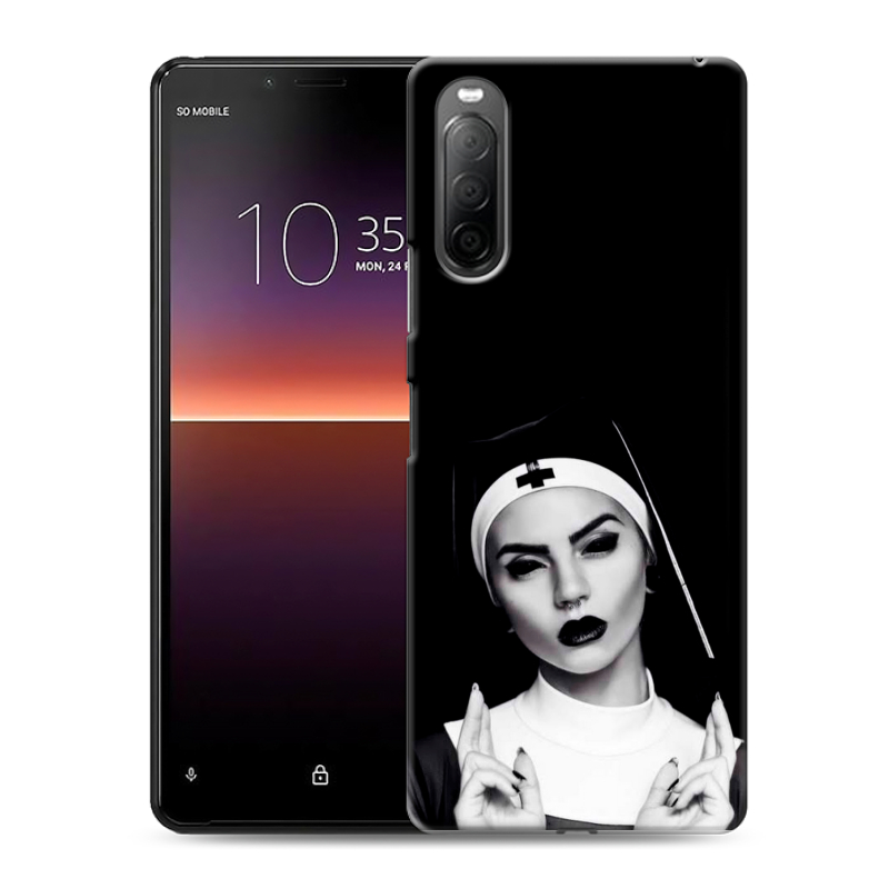 Силиконовый противоударный чехол на Sony Xperia 10 II с принтом монашка Силиконовый противоударный чехол на Sony Xperia 10 II с принтом монашка