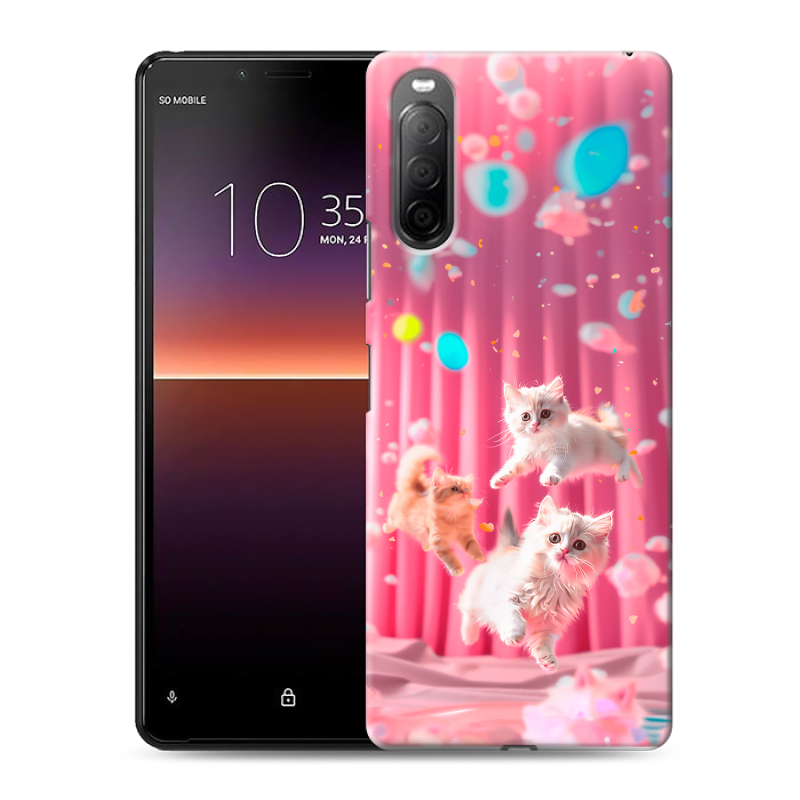 Силиконовый чехол на Sony Xperia 10 II с принтом милые котики Силиконовый чехол на Sony Xperia 10 II с принтом милые котики