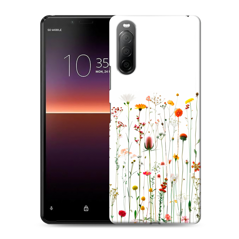 Силиконовый противоударный чехол на Sony Xperia 10 II с принтом цветы Силиконовый противоударный чехол на Sony Xperia 10 II с принтом цветы
